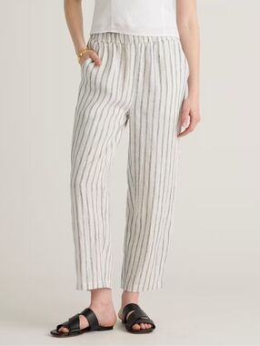 Quine European Linen Pants Black And White Stripe | Xs